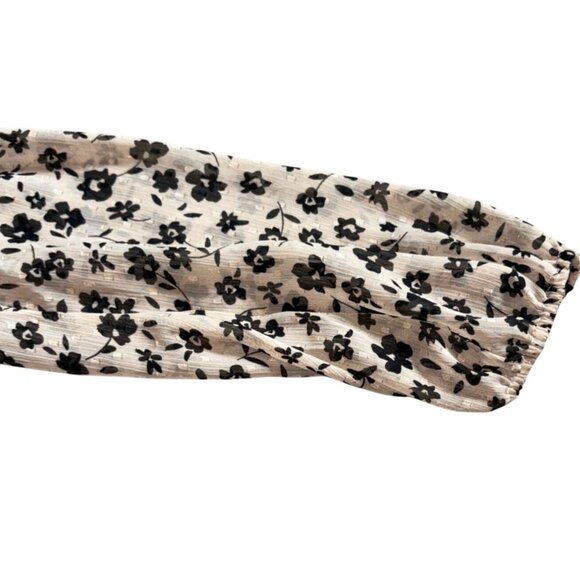 Illa Illa Long Sleeve Chiffon Style Floral Romper-Tan/Black-Size M-GUC - Picture 3 of 11